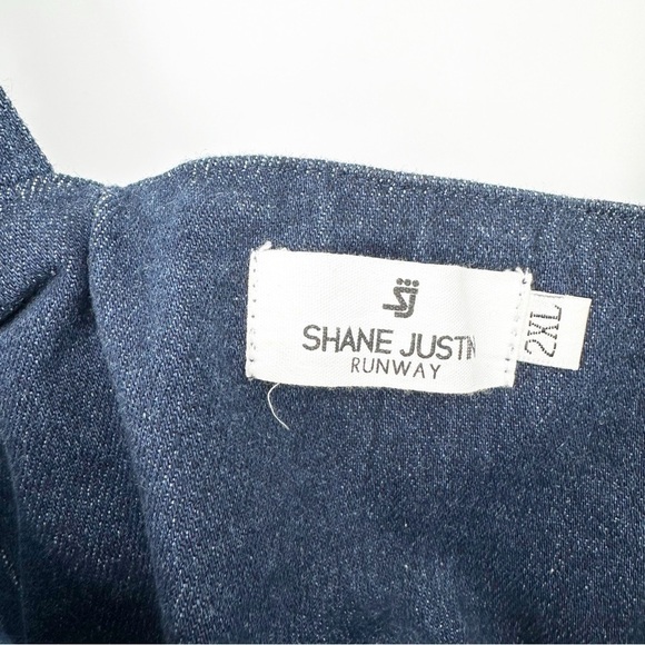 SHANE JUSTIN RUNWAY Top Stitched Denim Corset Crop Top Tank Size 2XL - Picture 4 of 6